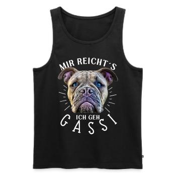 MIR REICHTS ... Bulldogge Bulldog Bulldoggen - Männer Premium Bio Tank Top - Schwarz - Vorne - Michal (187cm)