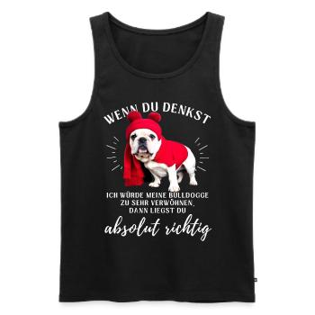 BULLDOGGE VERWÖHNEN Bulldog Bulldogge Bulldoggen - Männer Premium Bio Tank Top - Schwarz - Vorne - Michal (187cm)