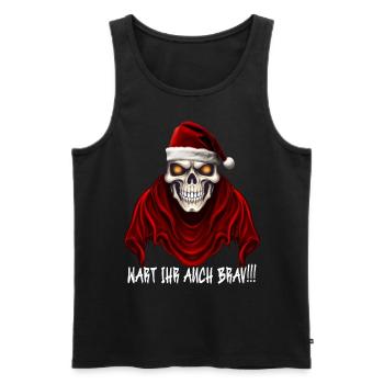 Weihnachtsmann Totenkopf - Männer Premium Bio Tank Top - Schwarz - Vorne - Michal (187cm)