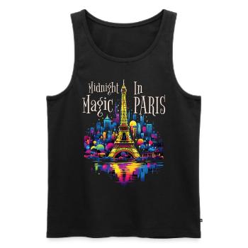 Paris, Tour Eiffel, France, Ville, Horizon, Nuit - Débardeur bio Premium Homme - noir - Devant - AI Model Male 178 light (178cm)