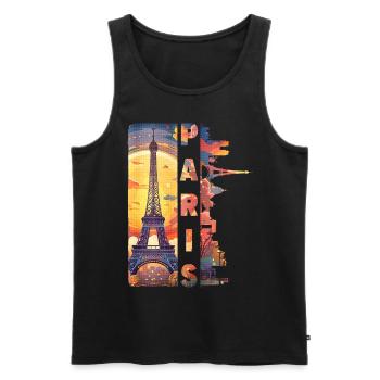 Paris, Eiffel Tower, France, City, Skyline, Art - Men's Premium Organic Tank Top - black - Front - Michal (187cm)