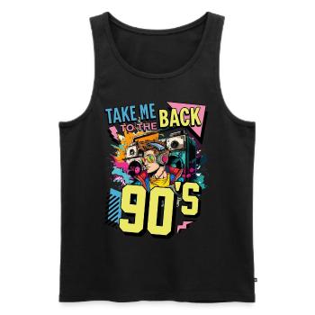 90s 90s Music Ghetto Blaster Headphones Party - Men's Premium Organic Tank Top - black - Front - Michal (187cm)
