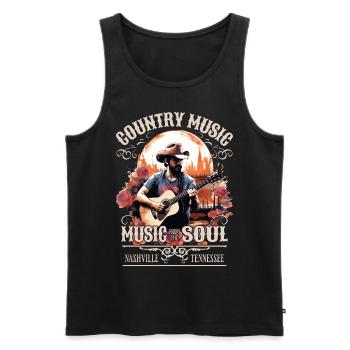 Musique country Guitare Guitariste Chanteur Vintage - Débardeur bio Premium Homme - noir - Devant - Michal (187cm)