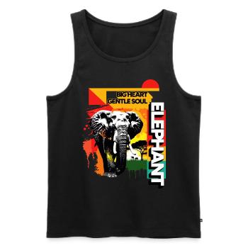 Éléphant Afrique Safari Nature sauvage Aquarelle Art - Débardeur bio Premium Homme - noir - Devant - Michal (187cm)