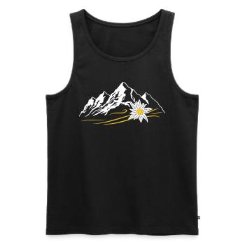 Berglandschaft mit einem Edelweiss - Männer Premium Bio Tank Top - Schwarz - Vorne - Michal (187cm)