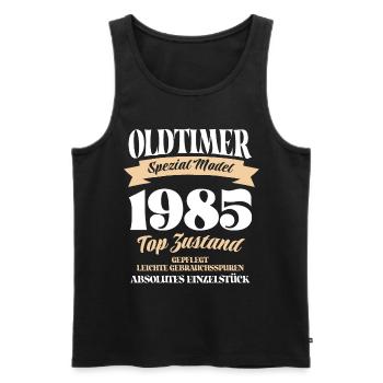 Oldtimer Spezial Model Gepflegt Top Jahrgang 1985 - Männer Premium Bio Tank Top - Schwarz - Vorne - Michal (187cm)