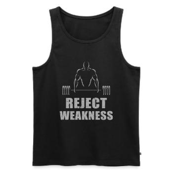 reject weakness - Men's Premium Organic Tank Top - black - Front - AI Model Male 178 light (178cm)