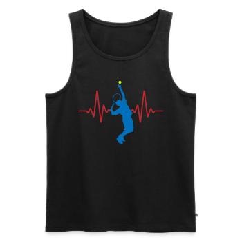 ECG de tennis Heartbeat | Couleurs changeantes - Débardeur bio Premium Homme - noir - Devant - Michal (187cm)
