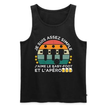 J' aime le baby-foot et l' apéro cadeau vintage - Débardeur bio Premium Homme - noir - Devant - Michal (187cm)