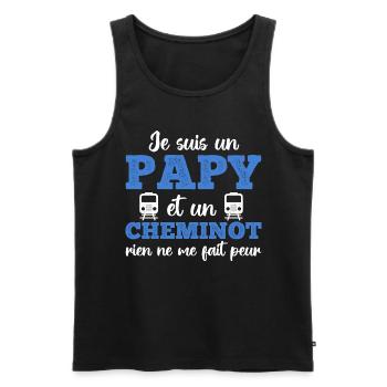 Je suis un papy cheminot humour train cadeau - Débardeur bio Premium Homme - noir - Devant - Michal (187cm)