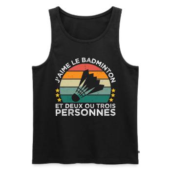 J' aime le badminton et deux ou trois personnes - Débardeur bio Premium Homme - noir - Devant - Michal (187cm)
