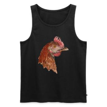 Poule Rhode Iceland Red Farmer Farmer - Débardeur bio Premium Homme - noir - Devant - AI Model Male 178 light (178cm)