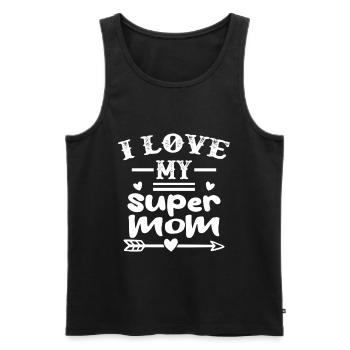 J’aime ma super maman - Débardeur bio Premium Homme - noir - Devant - Michal (187cm)