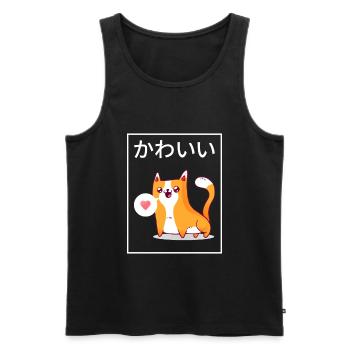 Kawaii Chat - Débardeur bio Premium Homme - noir - Devant - Michal (187cm)
