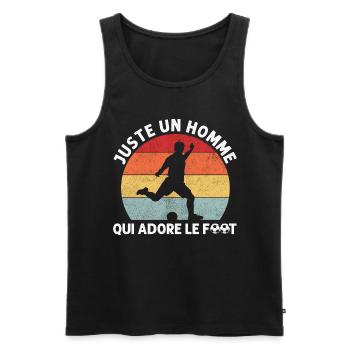 Juste un homme qui adore le foot humour footbaleur - Débardeur bio Premium Homme - noir - Devant - Michal (187cm)