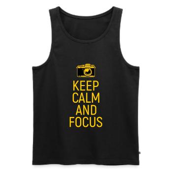 Keep Calm and Focus photo photo cadeau - Débardeur bio Premium Homme - noir - Devant - AI Model Male 178 light (178cm)