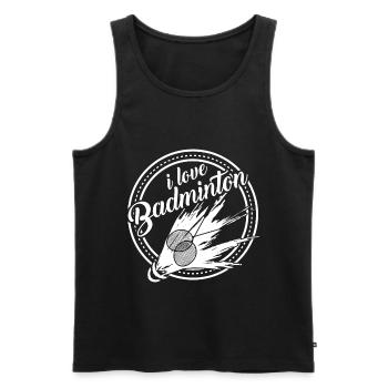 Badminton - Men's Premium Organic Tank Top - black - Front - AI Model Male 178 light (178cm)