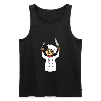 Funny sloth Chef cook Gift idea - Men's Premium Organic Tank Top - black - Front - Michal (187cm)