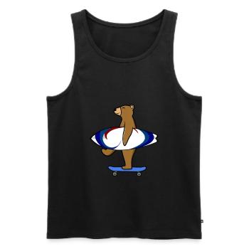 Bear with skateboard and surfboard - Men's Premium Organic Tank Top - black - Front - AI Model Male 178 light (178cm)