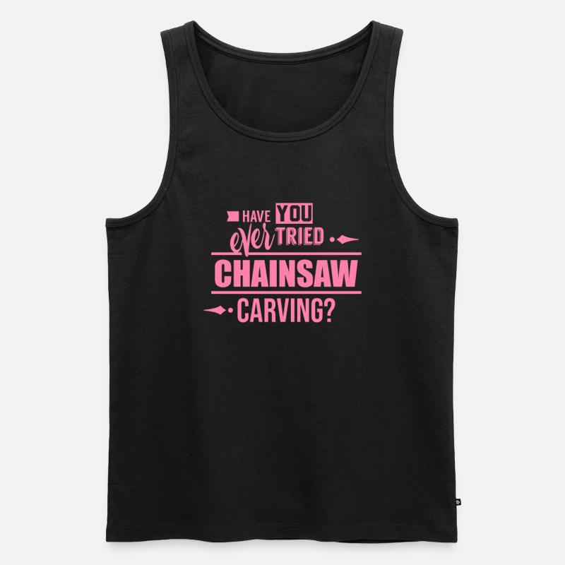 Kettensäge schnitzen - Männer Premium Bio Tank Top - Schwarz