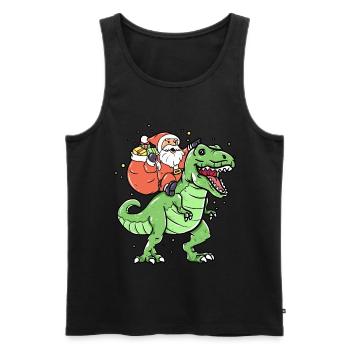 Le père Noël monte les dinosaures de Noël - Débardeur bio Premium Homme - noir - Devant - Michal (187cm)