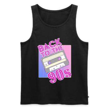 Back to the 90s années 90 Vêtements de fête - Débardeur bio Premium Homme - noir - Devant - Michal (187cm)