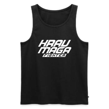 Krav Maga Kämpfer - Männer Premium Bio Tank Top - Schwarz - Vorne - AI Model Male 178 light (178cm)