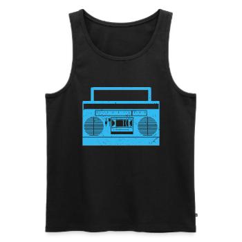Radio rétro des années 90 radio cassette des années 80 femmes hommes - Débardeur bio Premium Homme - noir - Devant - Michal (187cm)