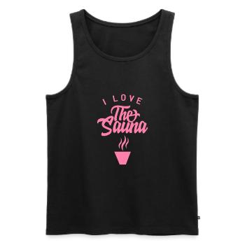 Ich liebe die Sauna - Männer Premium Bio Tank Top - Schwarz - Vorne - AI Model Male 178 light (178cm)