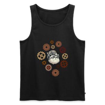 Cat Steampunk Hat Science Fiction Fantasy Cat - Men's Premium Organic Tank Top - black - Front - AI Model Male 178 light (178cm)