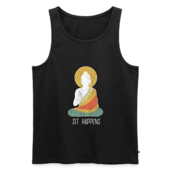 Drôle bouddha bouddhisme méditation paix dharma - Débardeur bio Premium Homme - noir - Devant - AI Model Male 178 light (178cm)