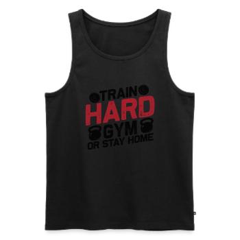 Entraînement Fitness Sport - Débardeur bio Premium Homme - noir - Devant - AI Model Male 178 light (178cm)