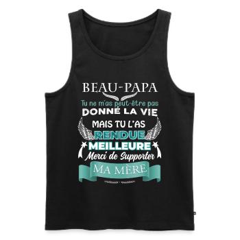 Beau papa, beau père citation drôle cadeau - Débardeur bio Premium Homme - noir - Devant - Michal (187cm)