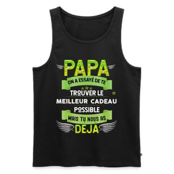 Papa, humour enfants cadeau drôle - Débardeur bio Premium Homme - noir - Devant - AI Model Male 178 light (178cm)