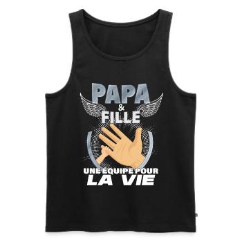 idée cadeau Papa et fille meilleure équipe - Débardeur bio Premium Homme - noir - Devant - Michal (187cm)