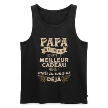 Papa Vatertagsgeschenk Kinderhumor - Männer Premium Bio Tank Top - Schwarz - Vorne - AI Model Male 178 light (178cm)