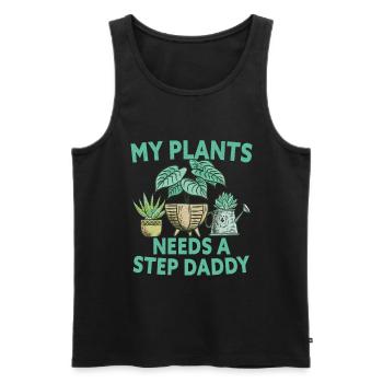 My Plants Needs A Step Daddy Gardening - Männer Premium Bio Tank Top - Schwarz - Vorne - AI Model Male 178 light (178cm)