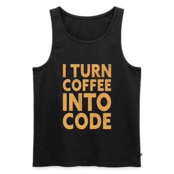 I Turn Coffee Into Code - Programmer Software - Männer Premium Bio Tank Top - Schwarz - Vorne - AI Model Male 178 light (178cm)