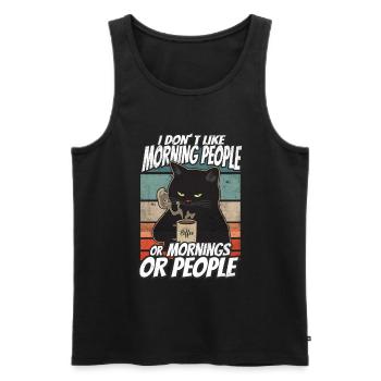 i dont like morning people Katze Kaffee Cat - Männer Premium Bio Tank Top - Schwarz - Vorne - Michal (187cm)