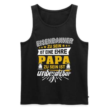 Eisenbahn Papa Eisenbahner Vater Zug - Männer Premium Bio Tank Top - Schwarz - Vorne - Michal (187cm)