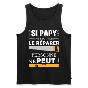 Papy bricoleur de génie. Humour bricolage - Débardeur bio Premium Homme - noir - Devant - Michal (187cm)