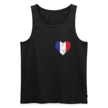 France Heart Flag France Patriot Fan - Débardeur bio Premium Homme - noir - Devant - AI Model Male 178 light (178cm)