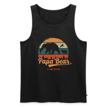 Vatertag Papabear Papa Retro Vintage - Männer Premium Bio Tank Top - Schwarz - Vorne - Michal (187cm)