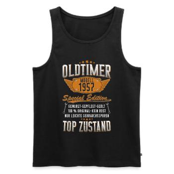 Oldtimer Baujahr 1957 Geboren Jahrgang Geburtstag - Männer Premium Bio Tank Top - Schwarz - Vorne - Michal (187cm)