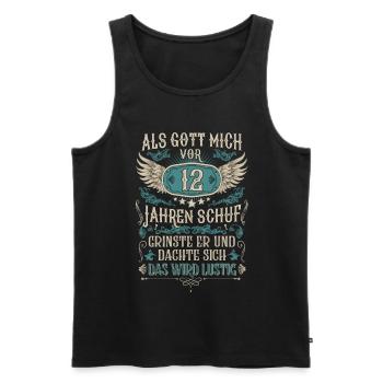 Als Gott mich vor 12 Jahren schuf 12. Geburtstag - Männer Premium Bio Tank Top - Schwarz - Vorne - Michal (187cm)