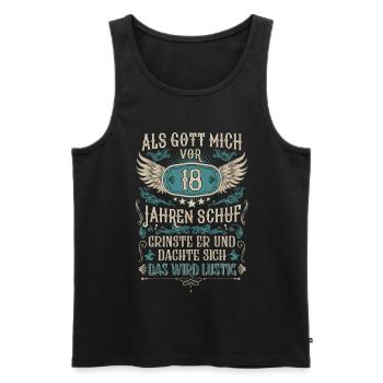 Als Gott mich vor 18 Jahren schuf 18. Geburtstag - Männer Premium Bio Tank Top - Schwarz - Vorne - Michal (187cm)