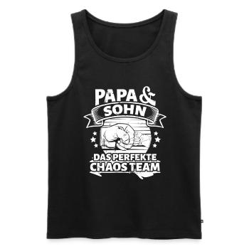 Papa Vater und Sohn - Männer Premium Bio Tank Top - Schwarz - Vorne - Michal (187cm)
