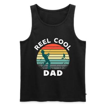 Reel cool papa drôle fête des pères pêche rétro - Débardeur bio Premium Homme - noir - Devant - Michal (187cm)