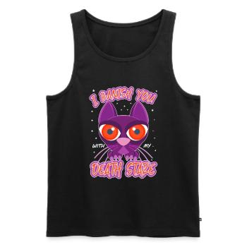 Je te bannis grincheux vieux chat agacé - Débardeur bio Premium Homme - noir - Devant - AI Model Male 178 light (178cm)