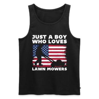 Just a boy who loves lawn mowers - Men's Premium Organic Tank Top - black - Front - Michal (187cm)